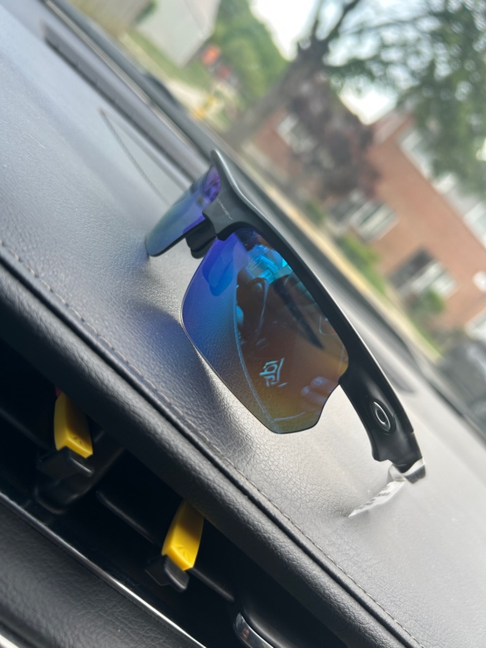 Oakley Black Frame Blue Mirrored Lens Sunglasses